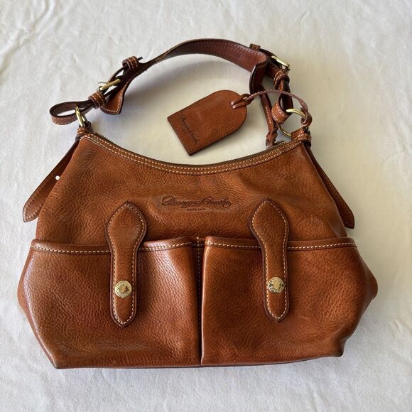 Dooney & Bourke Handbags - Dooney & Bourke Florentine Leather Small Lucy Hobo Tan Shoulder Bag